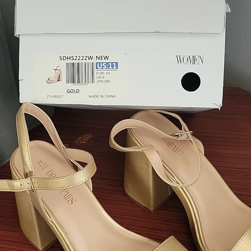 DREAM PAIRS Heels for Women Block Chunky Platform High Heels Open Toe He…